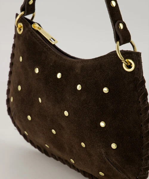Casey Tas Studs Suede Dark Brown/Goud T308 - Afbeelding 4
