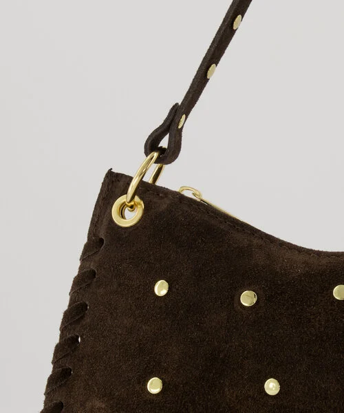 Casey Tas Studs Suede Dark Brown/Goud T308 - Afbeelding 5