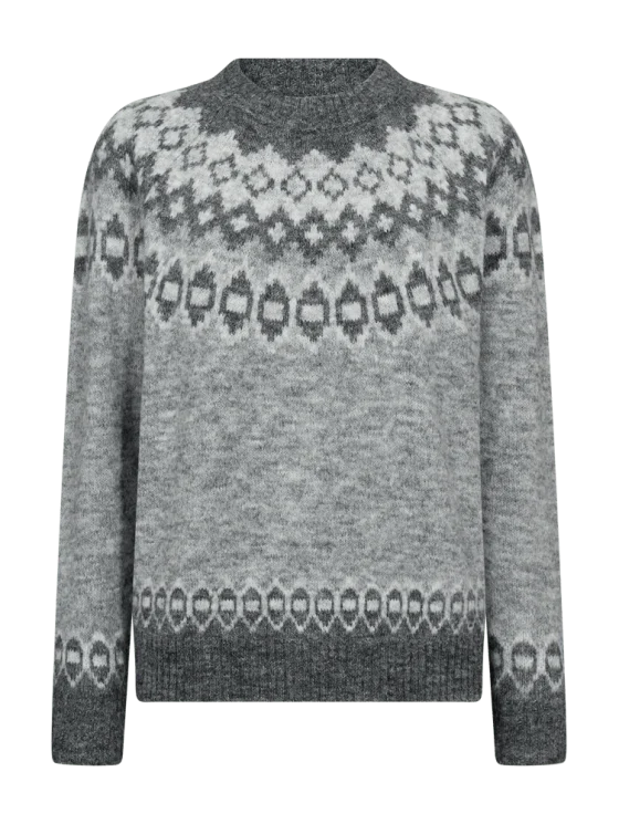 Freequent Novala Pullover medium grey melange w. dark grey