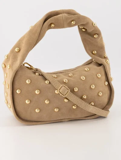 Lottie Handtas Studs Suede Zand/Goud T310