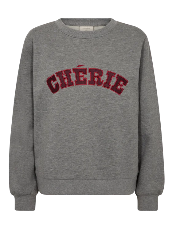 Freequent Wana Pullover med. grey melange w. port royale - Afbeelding 3