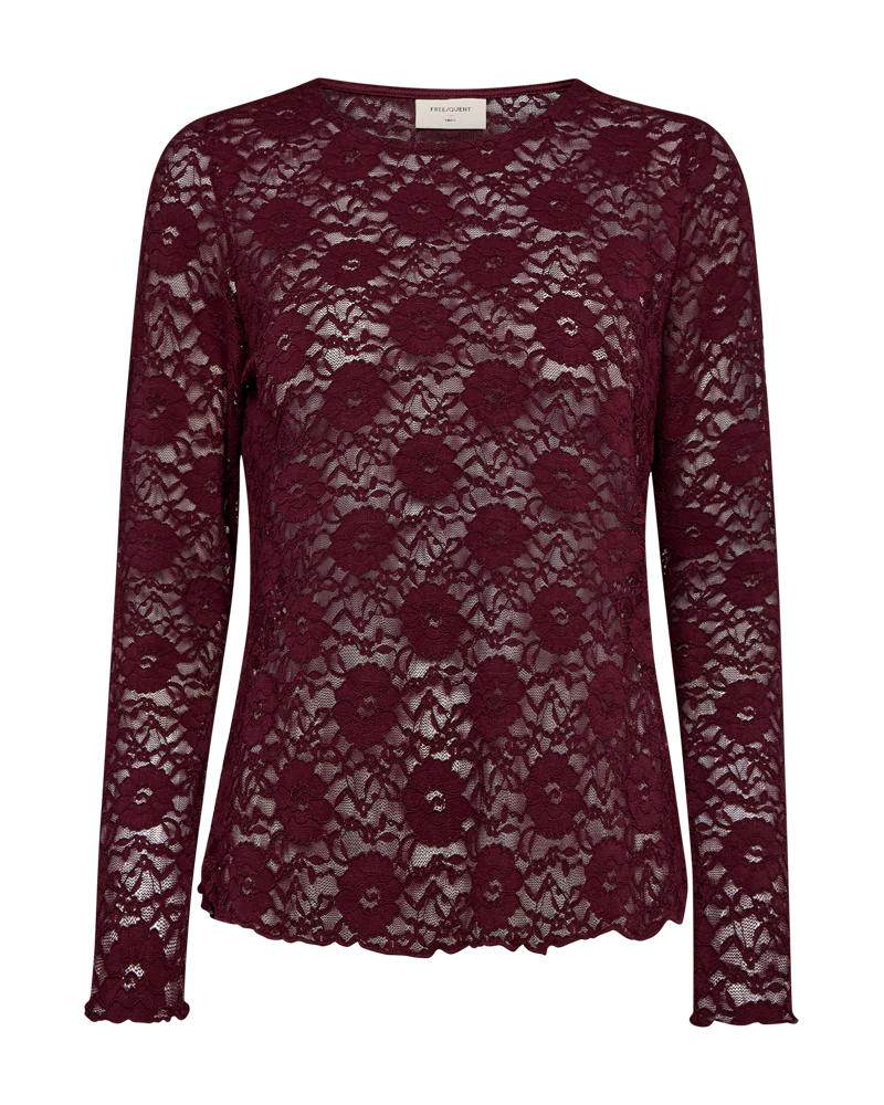 Freequent Lennon Top port royale burgundy - Afbeelding 3