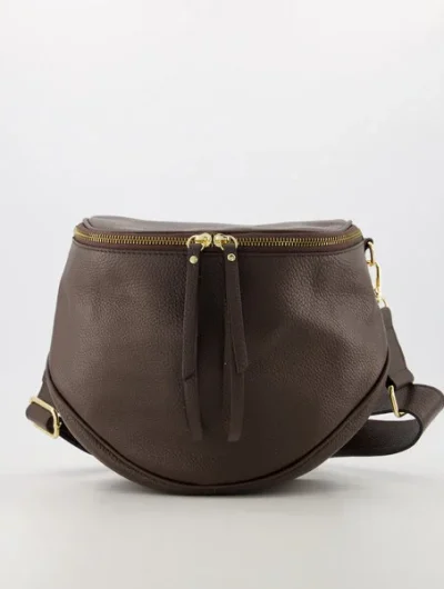 romsa crossbody tas echt leer donkerbruin