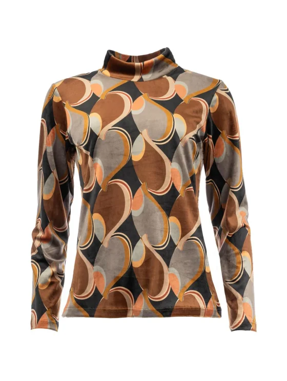 NED Milans Plain LS Colored Deco Drops Velour Top coloured