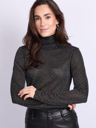 C&S Tatiana Glitter Top zwart