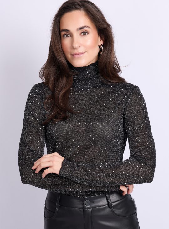 C&S Tatiana Glitter Top zwart