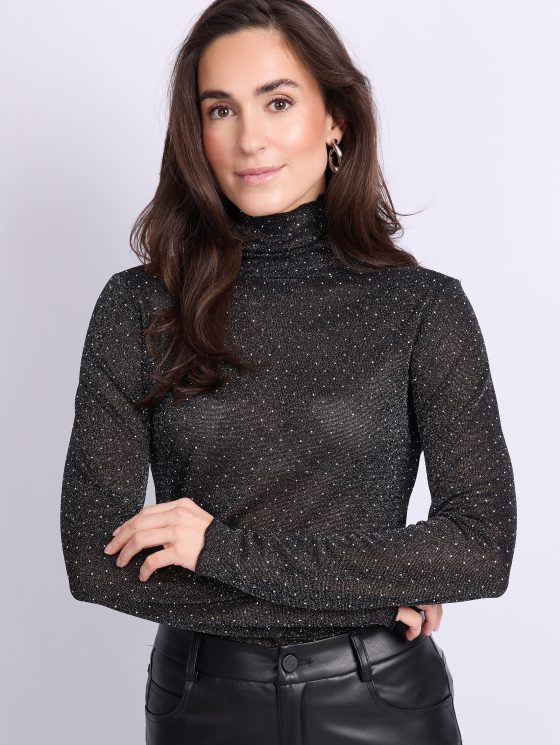 C&S Tatiana Glitter Top zwart