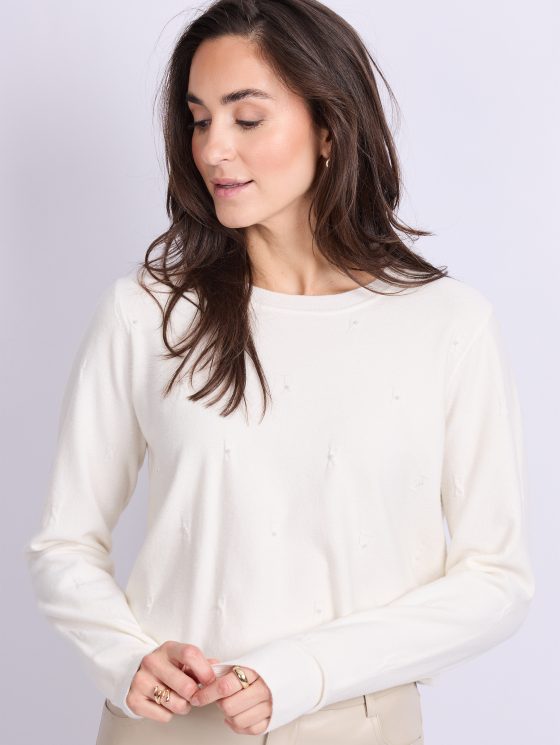 C&S Kathleen Knit Pullover wool white