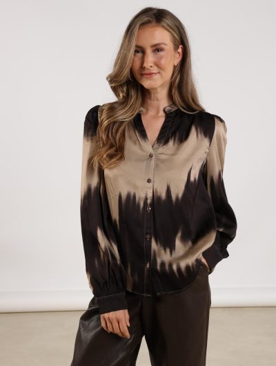 Nukus Lizzy Blouse sand / dark chocolate