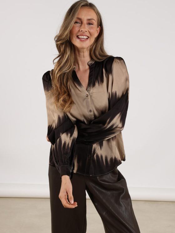 Nukus Lizzy Blouse sand / dark chocolate - Afbeelding 2