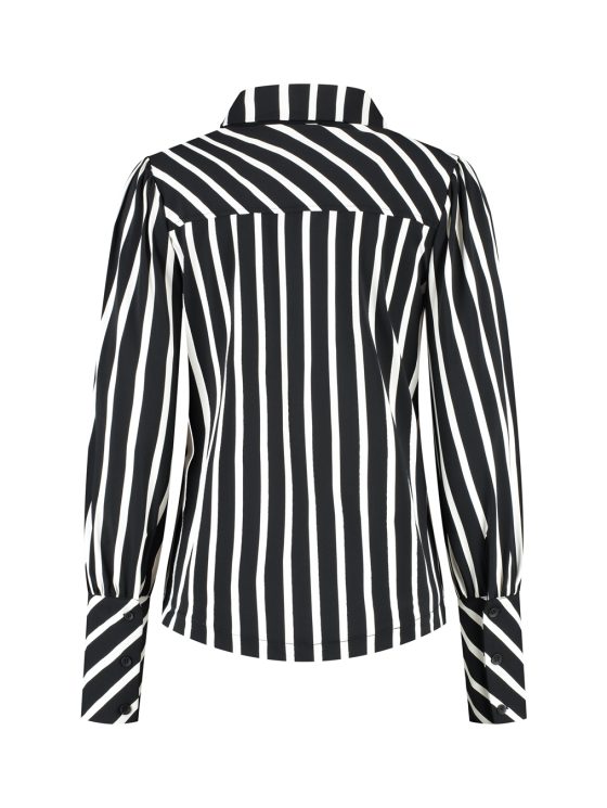 Lady Day Travelstof Bente Blouse black / wool white stripe - Afbeelding 5