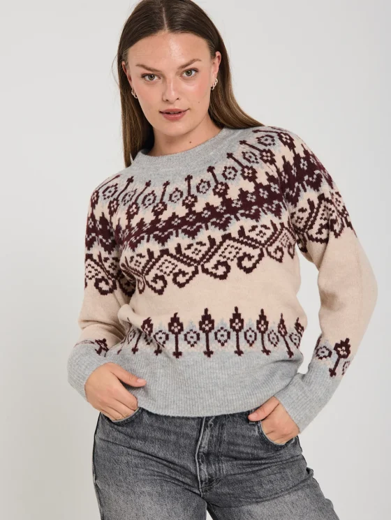 Freequent Merla Pullover moonbeam melange w. medium grey - Afbeelding 2
