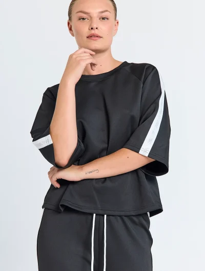 Freequent Malacy Pullover black w. star offwhite