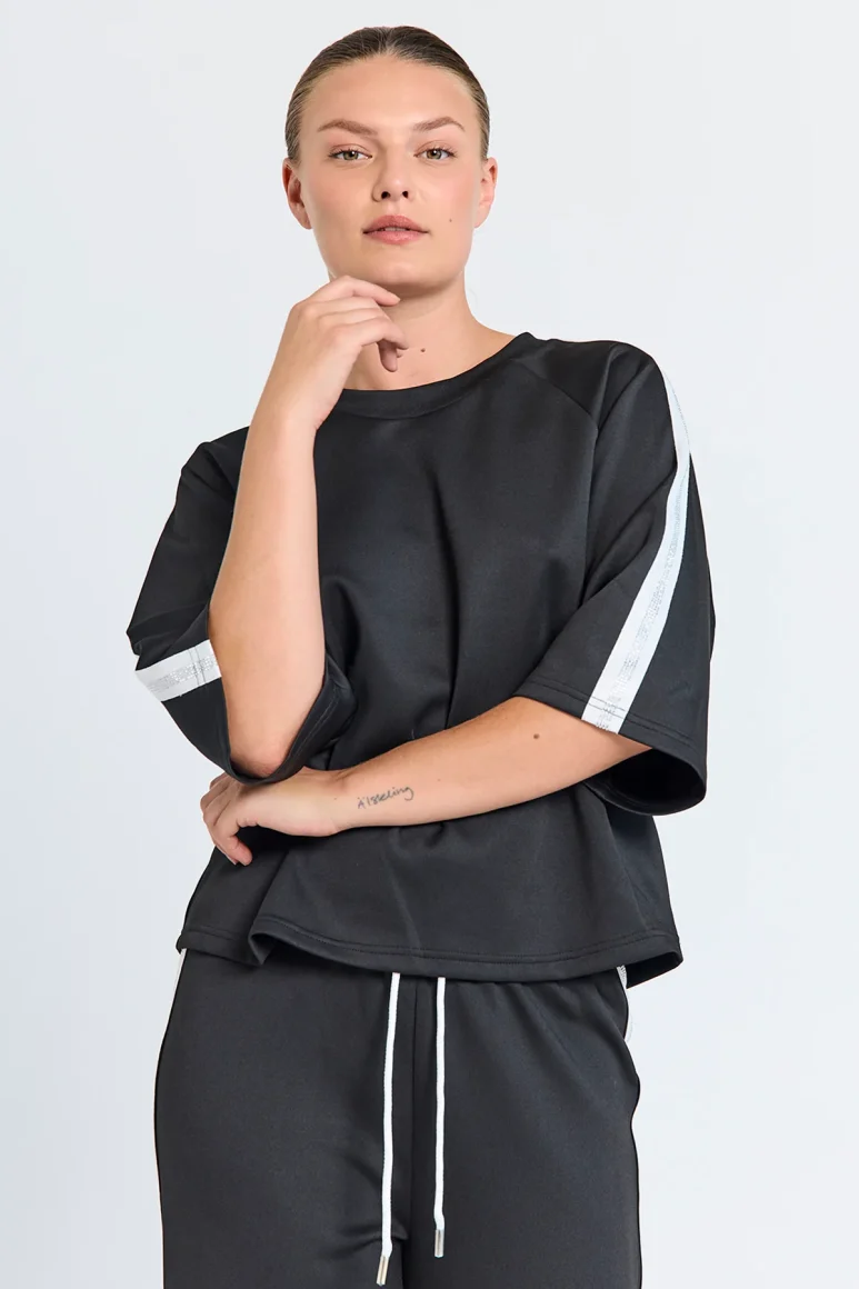 Freequent Malacy Pullover black w. star offwhite