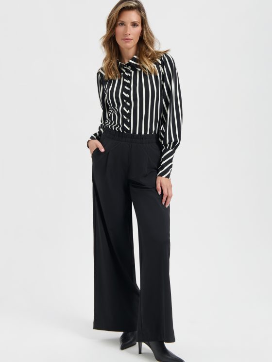 Lady Day Travelstof Bente Blouse black / wool white stripe - Afbeelding 2
