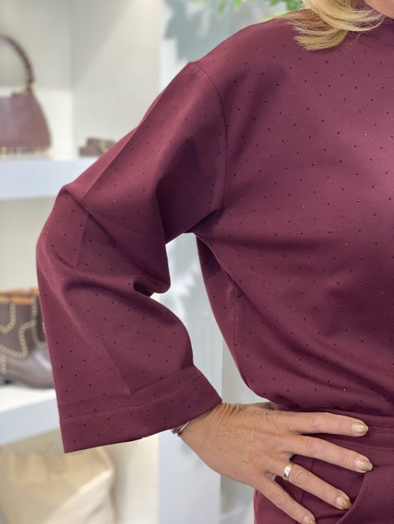 Mi Piace Sweat Top Rhine Stones 20200100 burgundy - Afbeelding 3