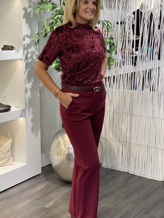NED Milans Plain 1/2 SS Velvet Feather cabernet red - Afbeelding 2