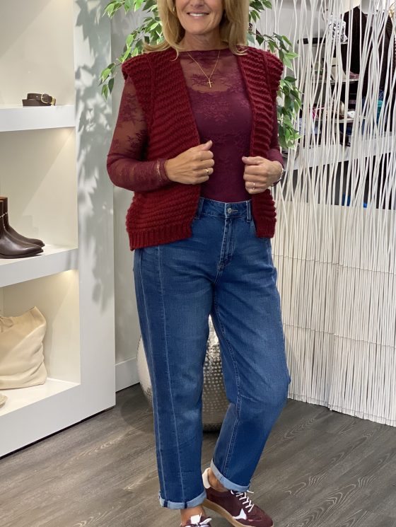 Mouwloos vest joy burgundy red - Afbeelding 2