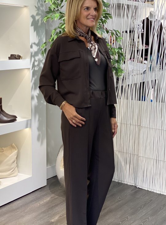 Vera Jo Wijde Pantalon espresso