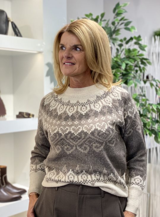 Freequent Merla Pullover trui morel melange w. moonbeam