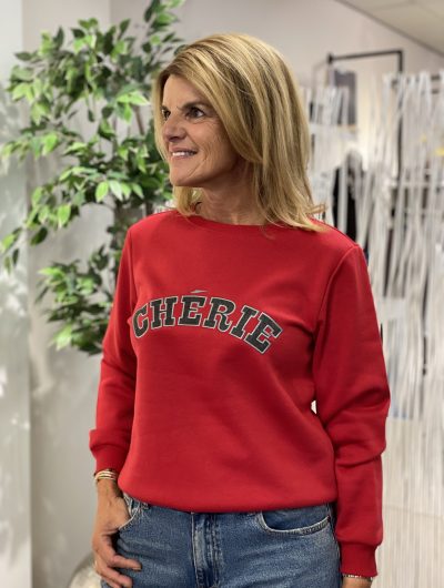 Freequent Wana Pullover sweater chili pepper w. dark grey burgundy