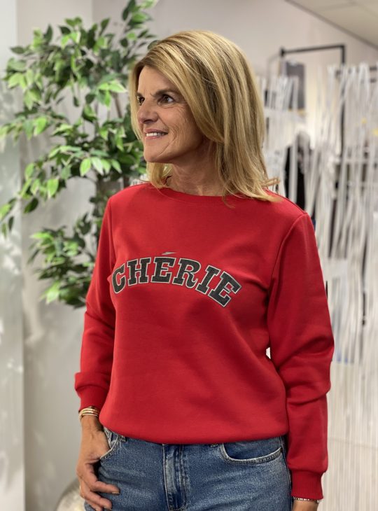 Freequent Wana Pullover sweater trui chili pepper w. dark grey