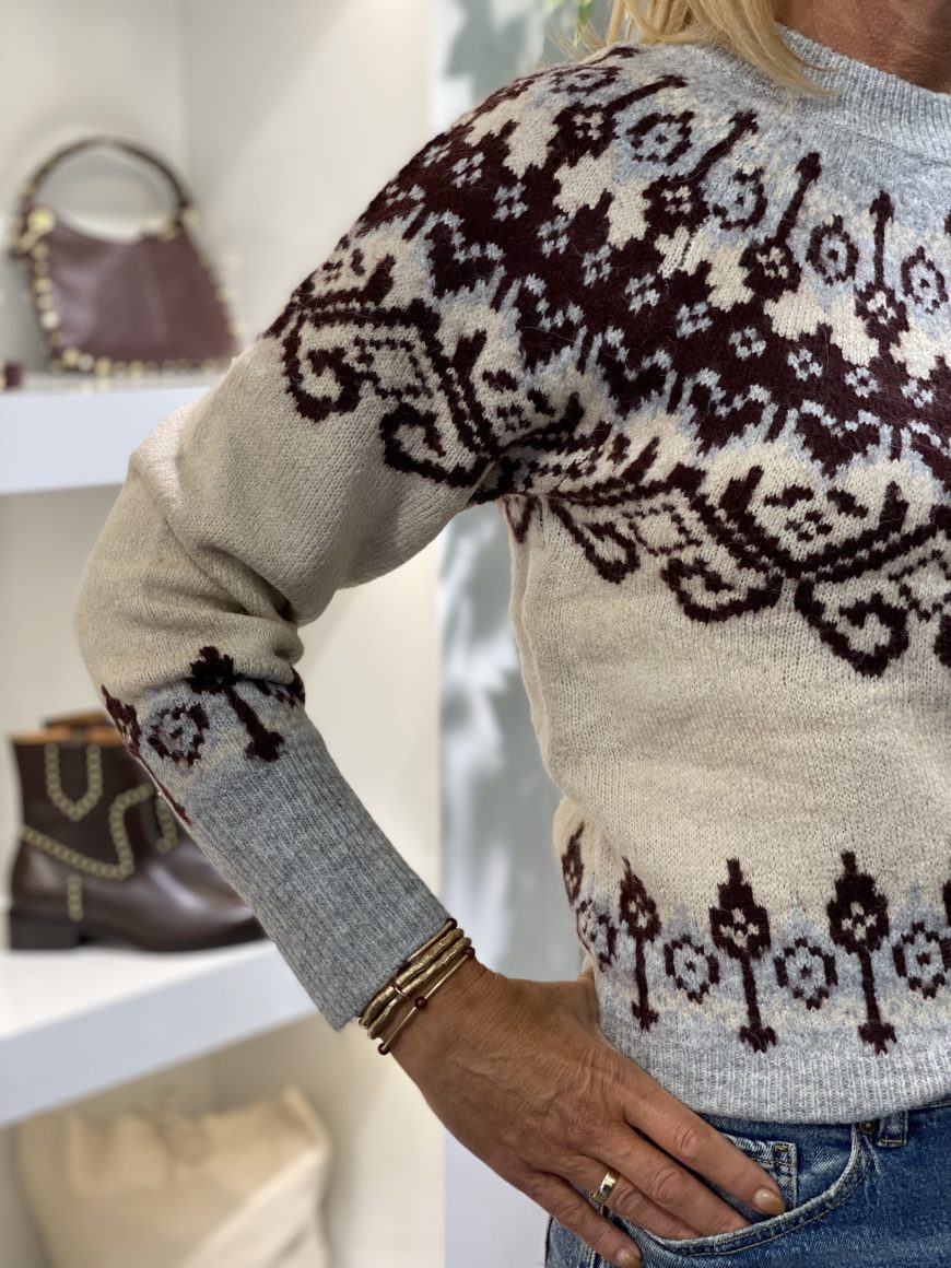 Freequent Merla Pullover trui moonbeam melange w. medium grey - Afbeelding 4