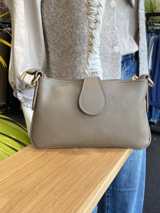 Hayley Crossbody Tas Leer Taupe T336 - Afbeelding 2