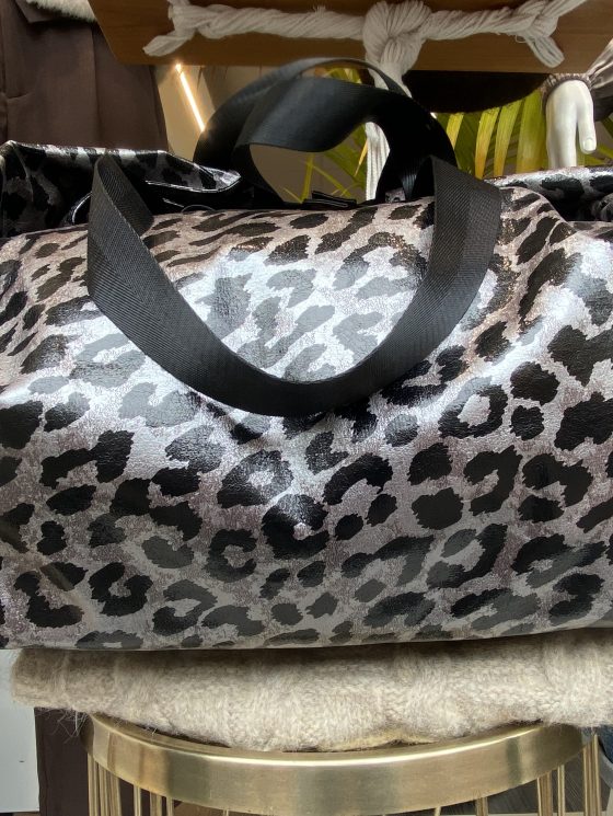 Weekendtas Panter Metallic Zilver/Zwart T344 - Afbeelding 2