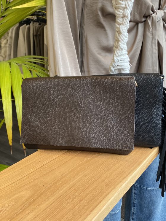 Overlap Tas Leer Suede Franjes Zwart T346 - Afbeelding 3