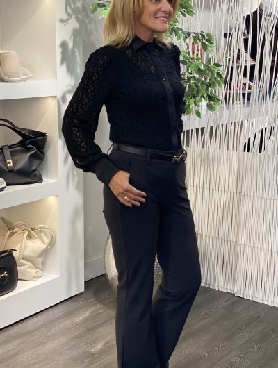 Mi Piace Bonded Travelstof Flare Broek 202633 zwart