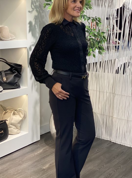 Mi Piace Bonded Travelstof Flared Broek 202633 zwart