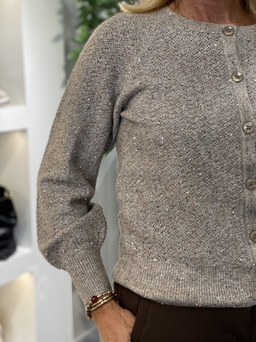 Red Button Ajour Sparkle Cardigan truffle - Afbeelding 4