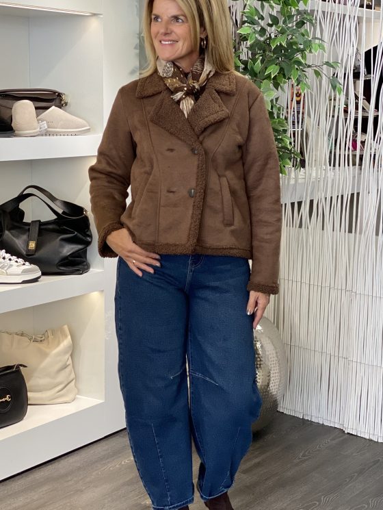 Chastar Lammy Coat Look Jas bruin - Afbeelding 3