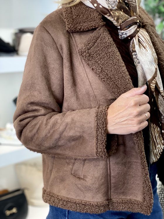 Chastar Lammy Coat Look Jas bruin - Afbeelding 5