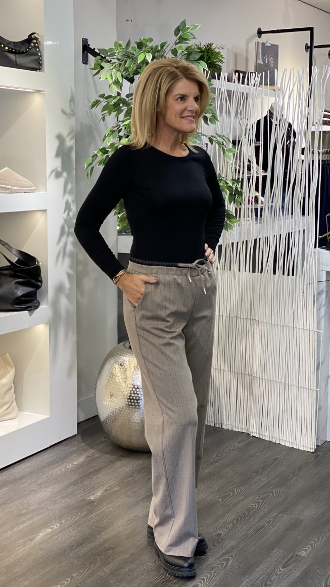 Red Button Colette Punta Pinstripe Sporty Broek L32 warm taupe