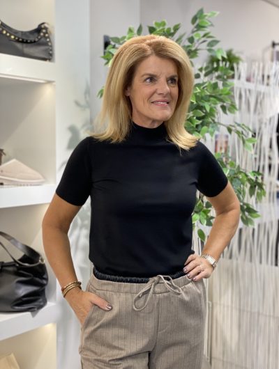 NED Mayra 1/2 SS-RMB Brei Top zwart