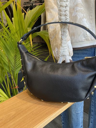 Maudine Schoudertas Leer Studs Zwart/Goud T351