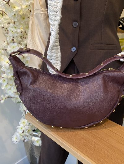 Maudine Schoudertas Leer Studs Bordeaux/Goud T351