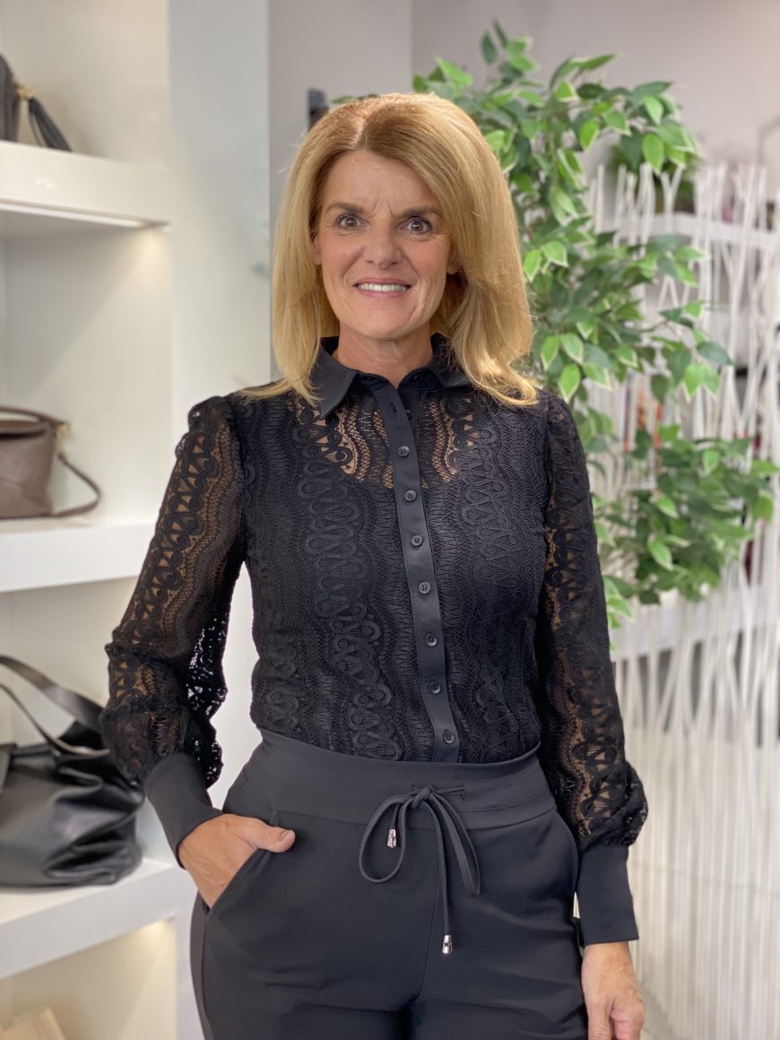 Mi Piace Travelstof Blouse Kant zwart 202352