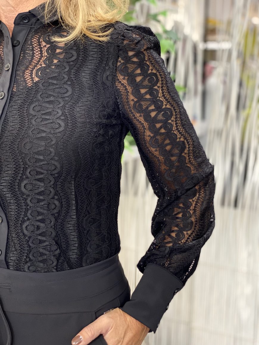 Mi Piace Travelstof Blouse Kant zwart 202352 - Afbeelding 3