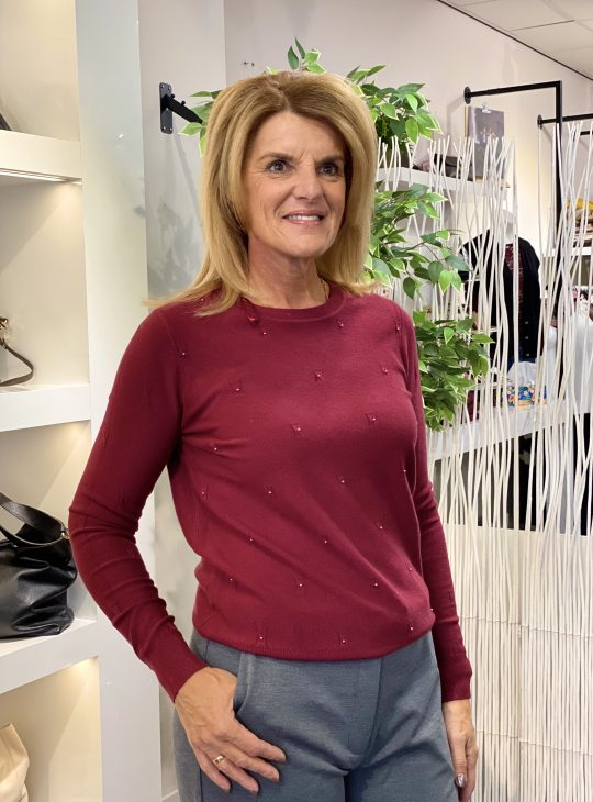 C&S Kathleen Knit Pullover amarone cabernet