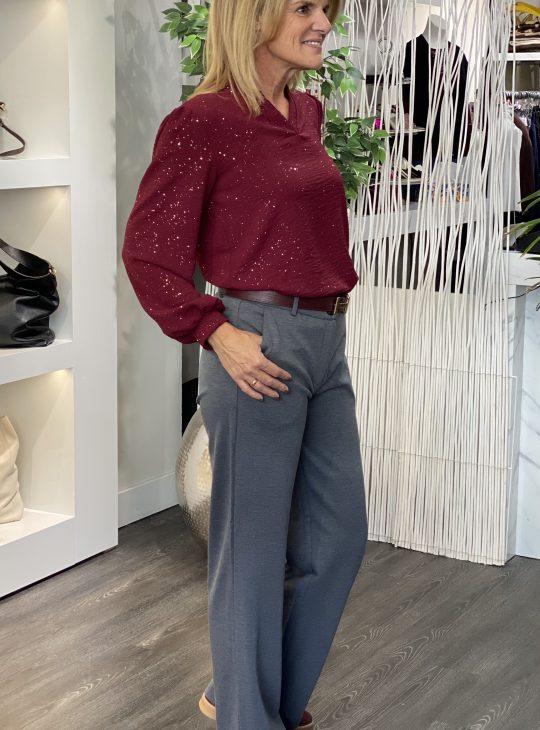 Freequent Nanni Wijde Broek dark grey melange