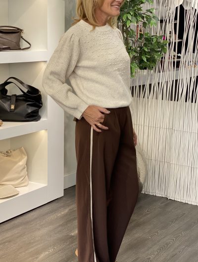 Azzurro Broek Stripe A9779 espresso