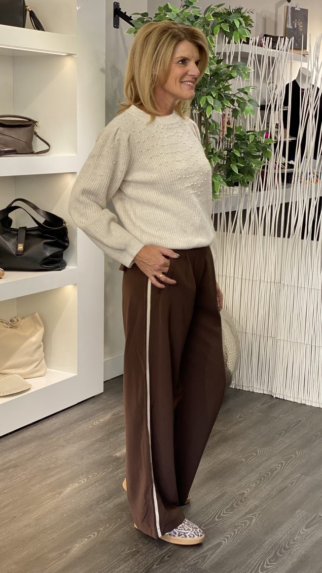 Azzurro Broek Stripe A9779 espresso