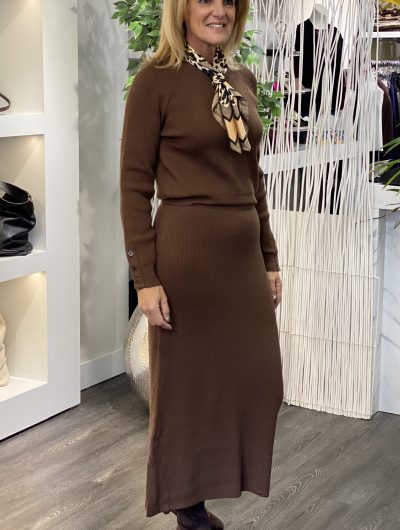 Azzurro Gebreide Rok 8411 dark brown