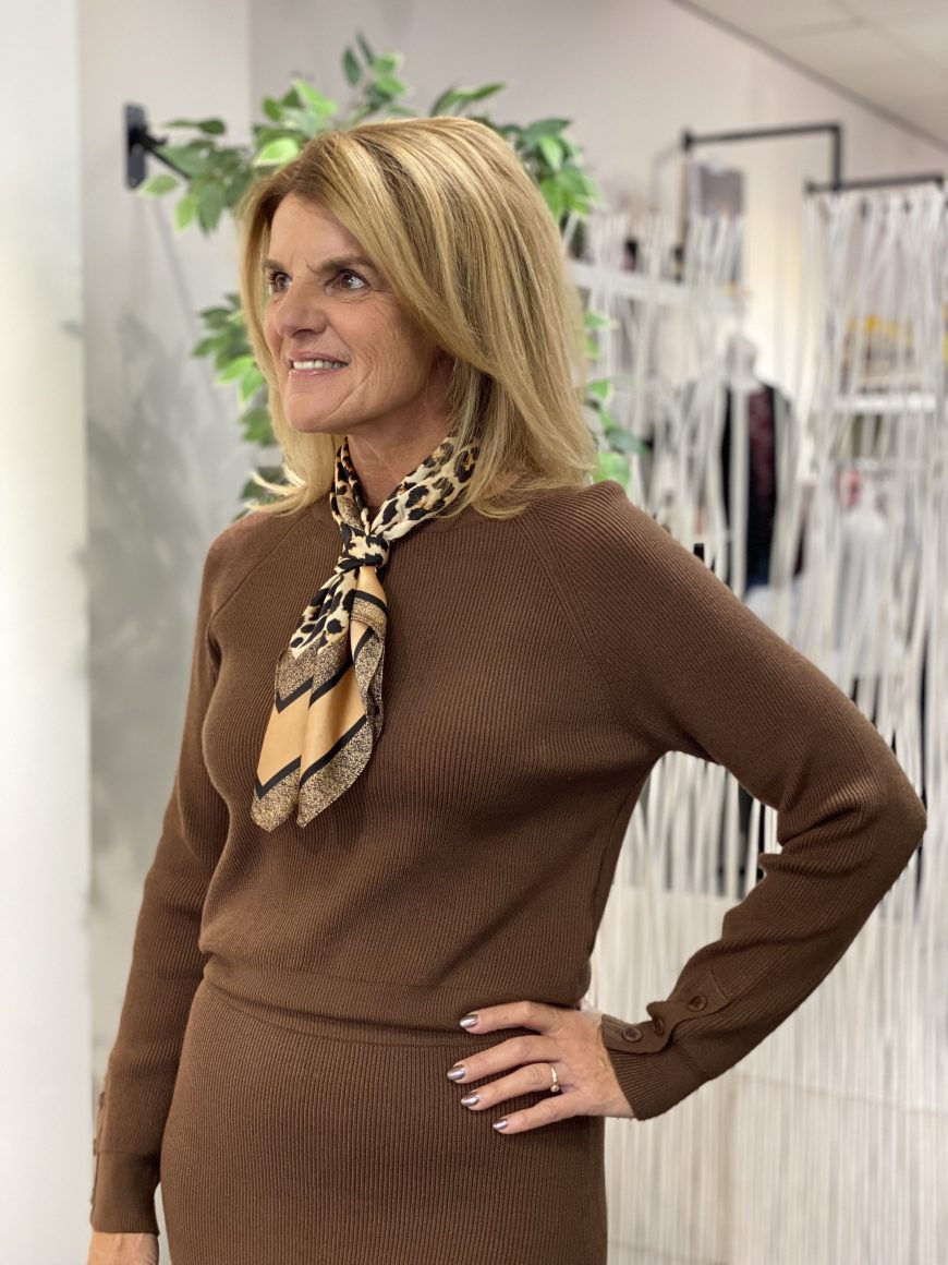 Azzurro Gebreide Trui 89387 dark brown