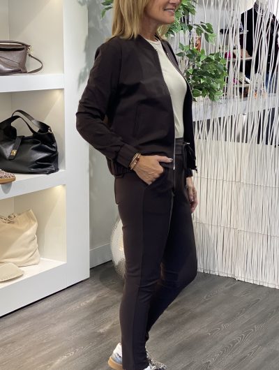 Mi Piace Bonded Travelstof Broek Premium Kwaliteit Smalle Pijp 202632 espresso