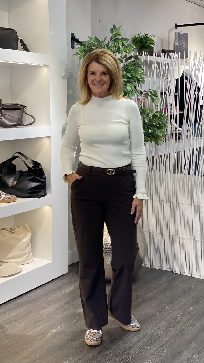 Mi Piace Bonded Travelstof Wijde Broek espresso 202624 - Afbeelding 2