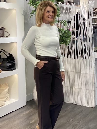 Mi Piace Bonded Travelstof Wijde Broek espresso 202624